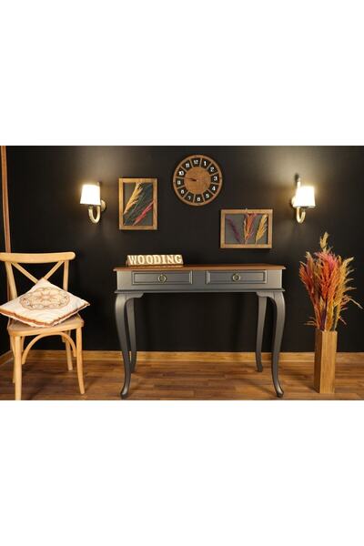 Wooding Mobilya 100 Cm Çekmeceli Masif Antrasit Ceviz Dresuar