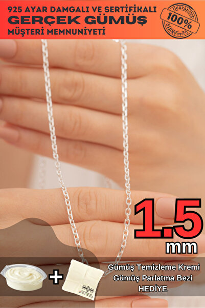 OSMANLI GÜMÜŞ Kadın Gümüş Kolye - 1.5mm Forse Model 925 Ayar kadın Gümüş Koly...