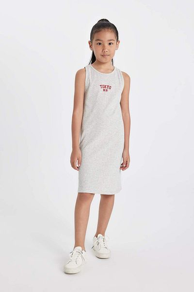 DeFacto Girls Printed Ribbed Camisole Sleeveless Dress D4106A824Hs