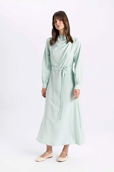 DeFacto Regular Fit sima állú, alap hosszú ujjú maxi ruha C5551AX24SP