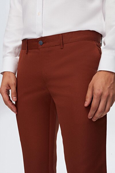 D'S Damat Slim Fit Cinnamon Dobby Βαμβακερό παντελόνι Chino με πλαϊνές τσέπες