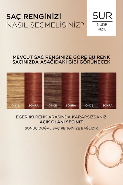 L'Oreal Paris Excellence Creme Amonyaksız 5UR Nude Kızıl Saç Boyası