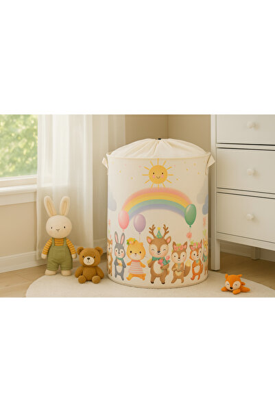 LUXWAY HOME Χαριτωμένο πτυσσόμενο καλάθι οργάνωσης με διχτυωτό δίχτυ - για παιχνίδια και ρούχα 37X40