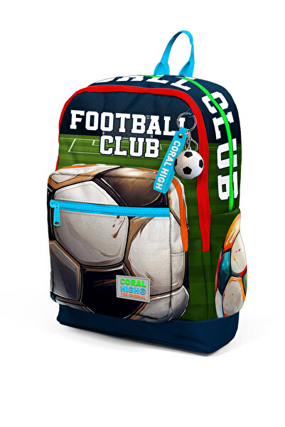 Coral High Lacivert Futbol Desenli Dört Bölmeli Okul Sırt Çantası 23779