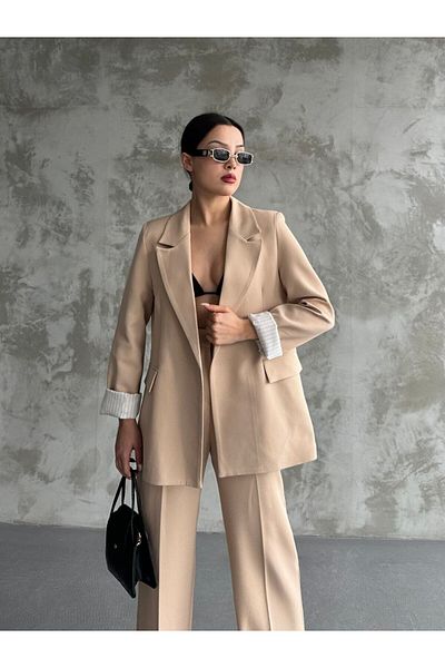 MYGİYİMİSTANBUL Blazer Jacket wide leg Pants Set