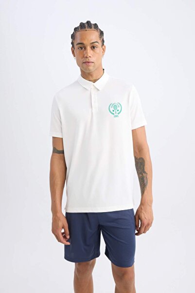 DeFacto Defactofit Standard Fit Polo Neck Printed Sportsman Heavy Fabric Short Sleeve T-Shirt C0416Ax24Sm