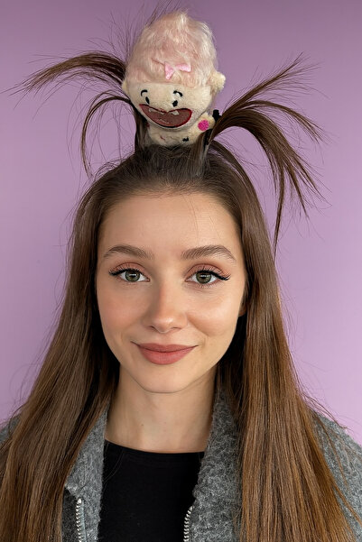 TAKIŞTIR Coroană cu detaliu de agrafă cu perle, de culoare roz, cu figurină de fată