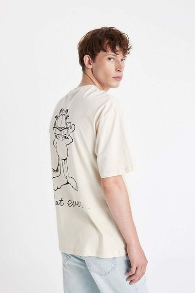 DeFacto Tricou cu mânecă scurtă, 100% bumbac, Garfield Boxy Fit, cu decolteu, imprimat pe spate C3854AX24HS