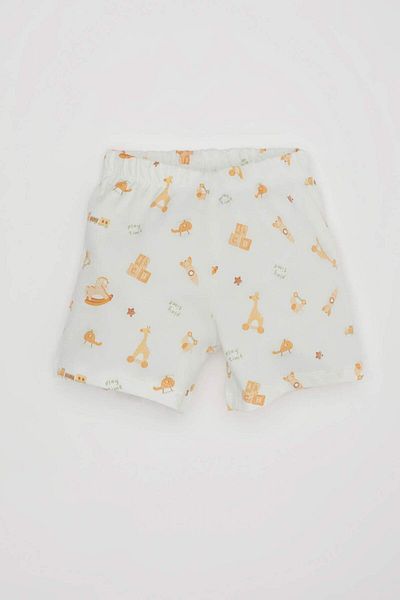 DeFacto Baby Boy Pajamas Set Safari Pattern Combed Cotton Short Sleeve Top Elastic Waist Shorts Bottom C5196A524Hs
