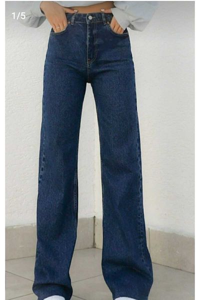 Lixera Rita Pantaloni largi Palazzo cu talie super inalta din Lycra albastru inchis