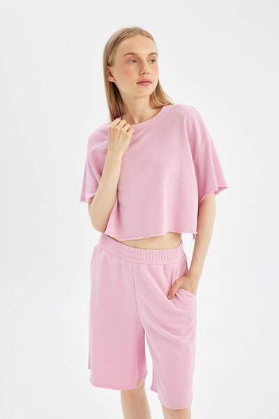 DeFacto Χοντρό ύφασμα Cool Loose Fit κοντομάνικο μπλουζάκι D1179ax24sm