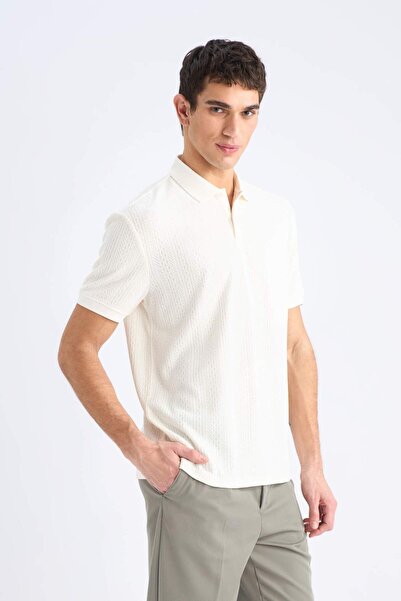 DeFacto Regular Fit Polo Yaka Kısa Kollu Dokulu Triko Tişört C4140AX24SM