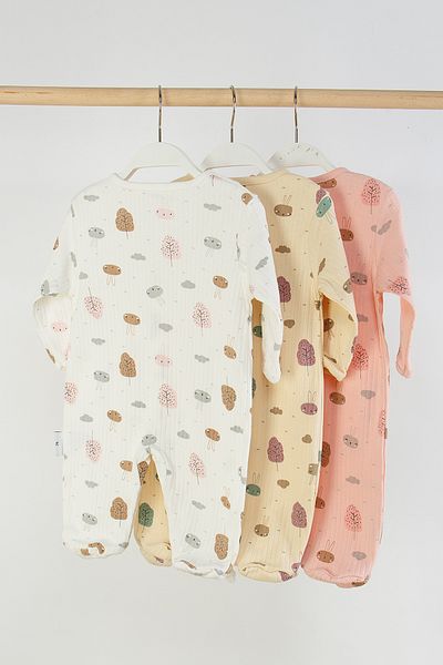 Mini Cotton 100% Cotton 3-Piece Printed Baby Romper with Booties and Snap Fasteners