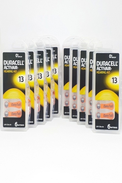 Duracell 13 Numara Işitme Cihaz Pili Kulaklık Pili 6'lı*10 Paket