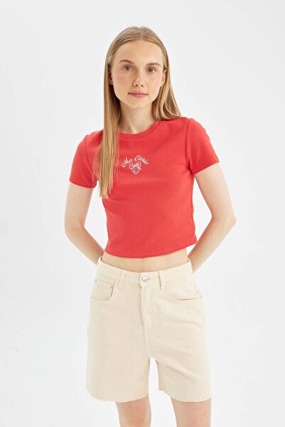 DeFacto Tricou cu mânecă scurtă cu nervuri imprimate Coool D3434ax24hsrd93