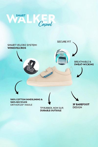 HOPFRÖG Детски боси обувки Smart Walker бежови - супер матови