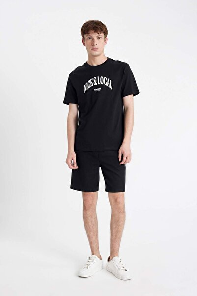 DeFacto Μπλουζάκι κανονικής εφαρμογής με στάμπα με λαιμόκοψη D4765AX24SM