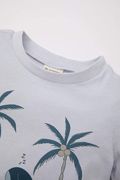 DeFacto Erkek Bebek Pijama Takımı Penye Baskılı Kısa Kollu Üst Şort C5194A524HS