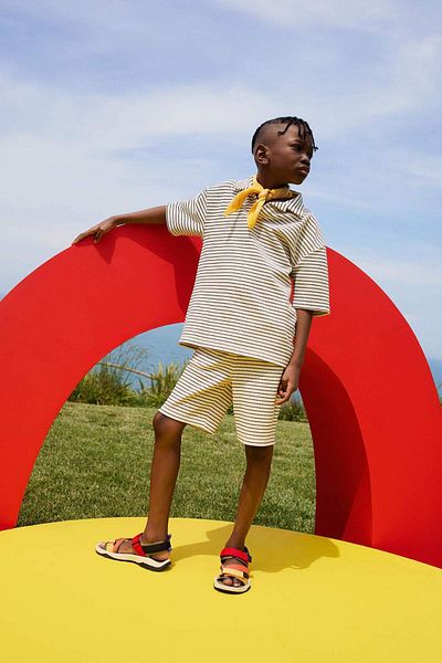 DeFacto Boys' 2-Piece Set Striped Short-Sleeved T-Shirt Shorts C2190A824Hs