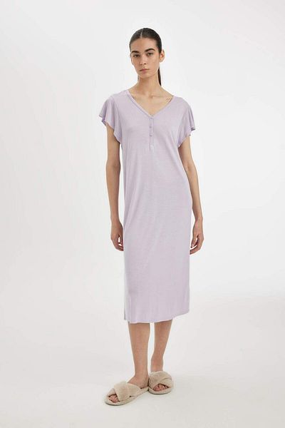 DeFacto Νυχτικό με κοντό μανίκι V-λαιμόκοψη Viscose-Fall in Love D0647AX24HS