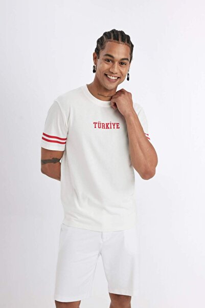 DeFacto DeFactoFit – Tričko pro sportovce s potiskem v Turecku s převažujícím límcem, krátký rukáv D5263AX24SM