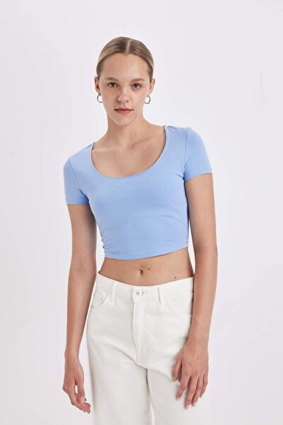 DeFacto Μπλουζάκι με κοντό μανίκι με βασικό γιακά U C6102AX24SM