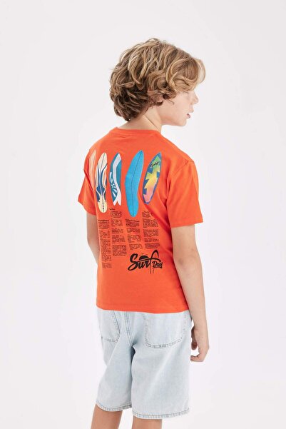 DeFacto Μπλουζάκι για αγόρια με λαιμόκοψη με τύπωμα κοντομάνικο μπλουζάκι C33...