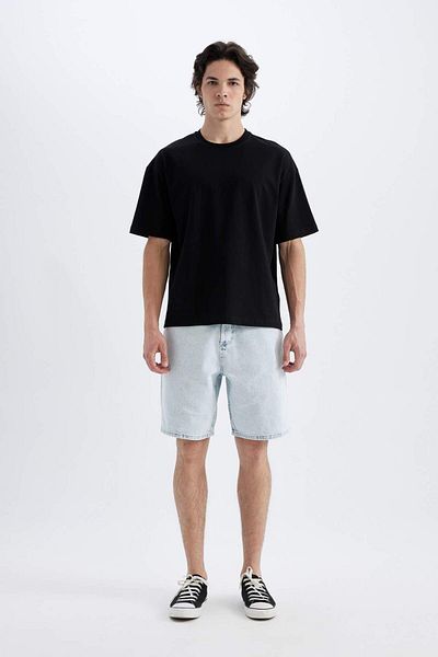 DeFacto Boxy Fit Crew Neck Basic Solid Short Sleeve T-Shirt D5071Ax24Hs