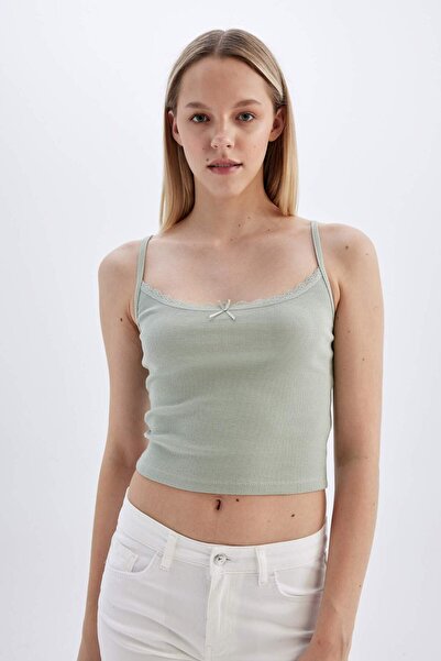 DeFacto Ribbed Square Neck Camisole Undershirt - Slim Fit D1240Ax24Sm