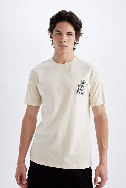 DeFacto Tričko SpongeBob Regular Fit Crew s krátkým rukávem C5997AX24HS