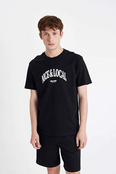 DeFacto Tričko Regular Fit s potiskem od Crew Neck D4765AX24SM