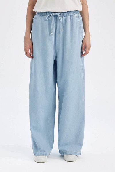 DeFacto Pantaloni lavabili din blugi moale, lungi, cu talie înaltă, D3897AX24HS
