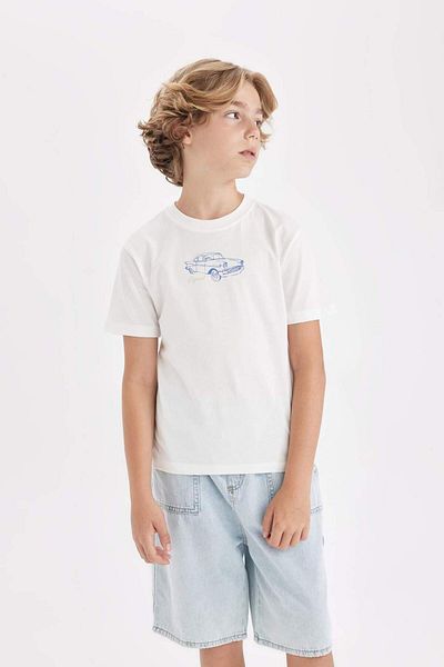 DeFacto Boys' Printed Short Sleeve T-Shirt - Crew Neck D2240A824HS