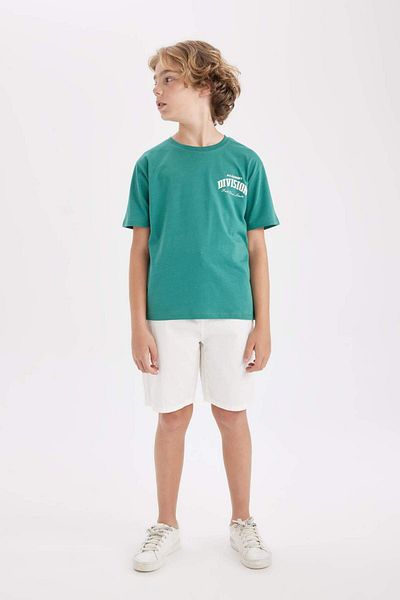 DeFacto Tricou cu mânecă scurtă cu imprimeu pentru băiat, oversize, cu decolteu lat, D2242A824HS