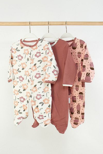 Mini Cotton 100% Cotton 3-Piece Printed Baby Romper with Booties and Snap Fasteners