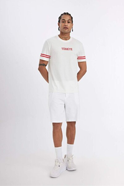 DeFacto DeFactoFit – Tričko pro sportovce s potiskem v Turecku s převažujícím límcem, krátký rukáv D5263AX24SM