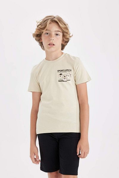 DeFacto Boys' Pajama Set Printed Short Sleeve Top Shorts D1209A824Sm