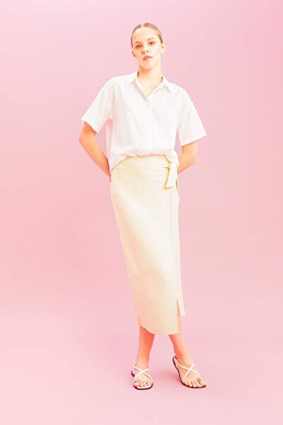 DeFacto Linen Midi Skirt with Slit - A6830AX24SM