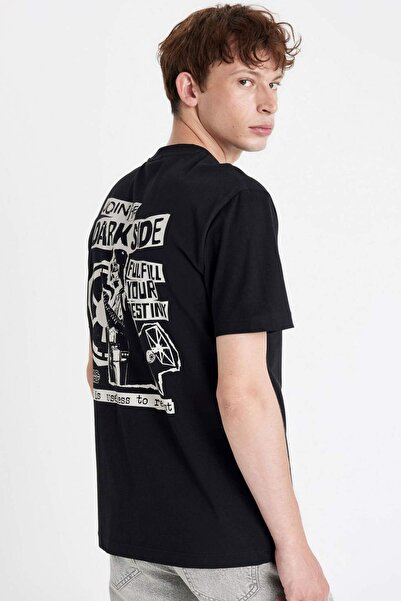 DeFacto Star Wars Regular Fit Bisiklet Yaka Sırt Baskılı Kısa Kollu Tişört C5...