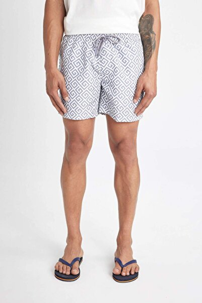 DeFacto Desenli File Astarlı Kısa Boy Deniz Şortu D4518AX24HS