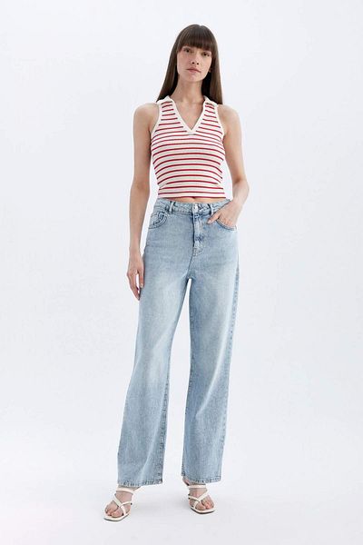 DeFacto Slim Fit ριγέ γιακά πόλο με ραβδωτό εσώρουχο καμιζόλα D1355AX24SM