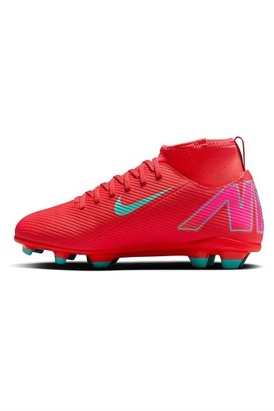 Nike Jr. Mercurial Superfly 10 Club Fg/Mg Νεανική πολλαπλή επίστρωση μποτάκια κόκκινο - τιρκουάζ (στενή εφαρμογή)