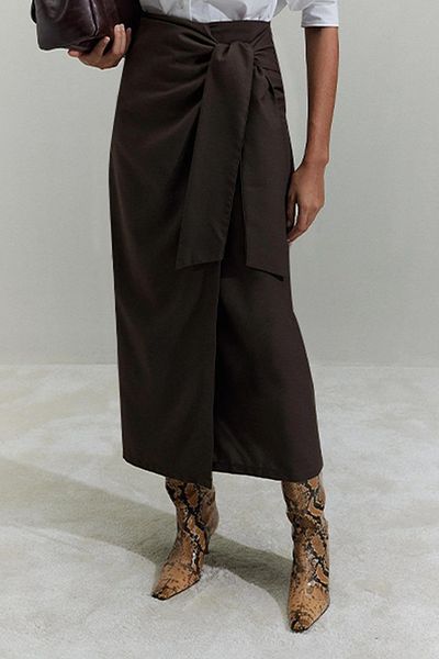 Suud Collection Brown Zero Wrap Thick Skirt