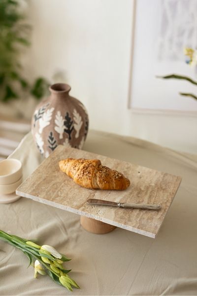 Akayev Travertine 30X15 cm Conical Wooden Leg Presentation Plate