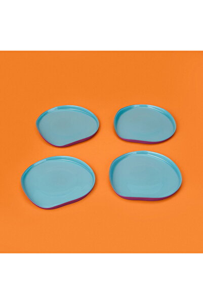 Evidea Kitchen İstanbul Dik Kenarlı 4'lü Pasta Seti – Mor / Yeşil - 21 cm