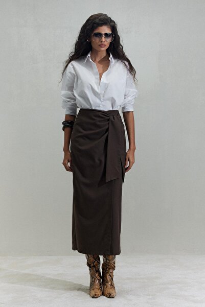 Suud Collection Brown Zero Wrap Thick Skirt