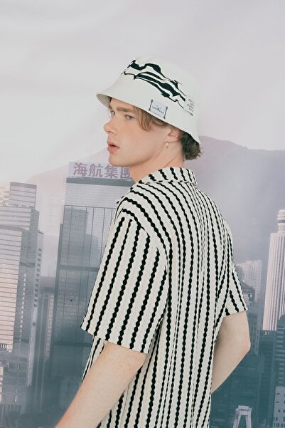 Nordbron Unisex Beyaz Nakıi Detaylı Pamuklu İç Astar Kova Şapka Basic Konforlu Terletmez Geniş Dropbark