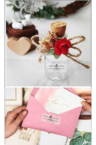 Hsn Şeffaf Söz Nişan Kına Nikah Düğün Şişe Ve Magnet Etiketi 75 Adet 1 Tabaka 4x2 Cm
