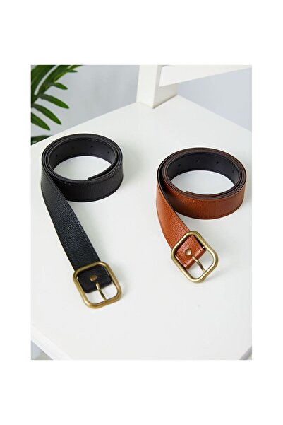 VELLICHOR حزام جلد صناعي - أسود تان