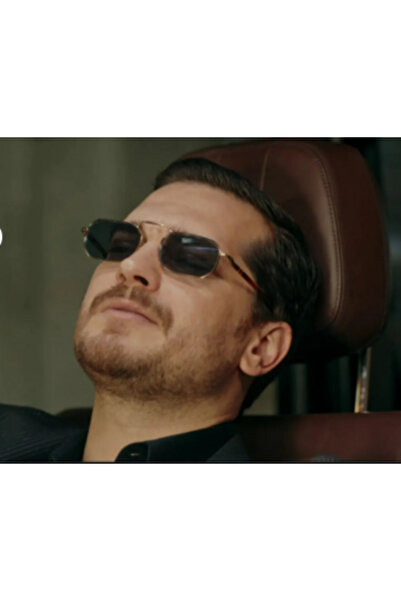 BluePepper نظارات شمسية من EŞREF TEK MODEL - مقبض بني - زجاج أخضر - حماية من ...